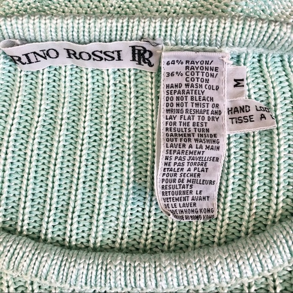 Vintage hand loomed argyle mint green knit grandma sweater M - Picture 9 of 9